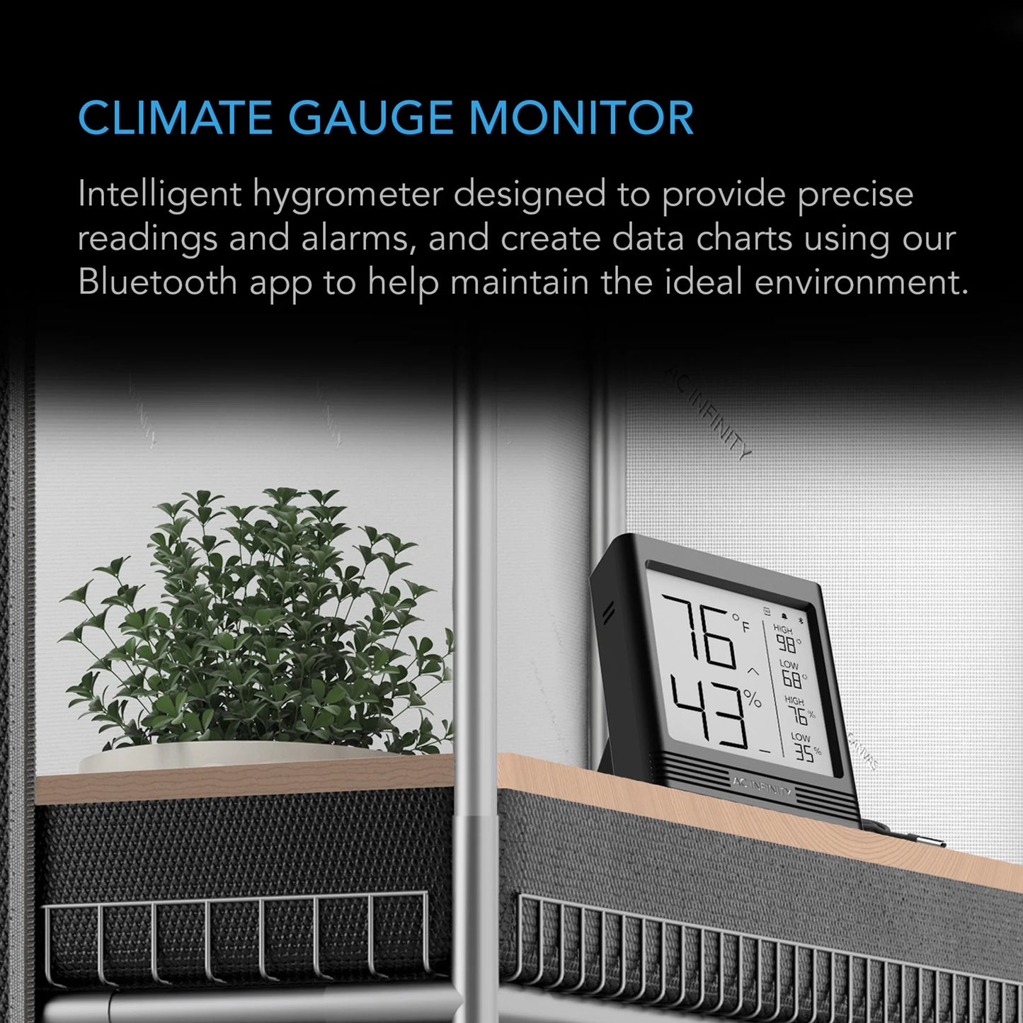 Cloudcom B1, Smart Thermo-Hygrometer With Data App, 12 Ft. Sensor Probe